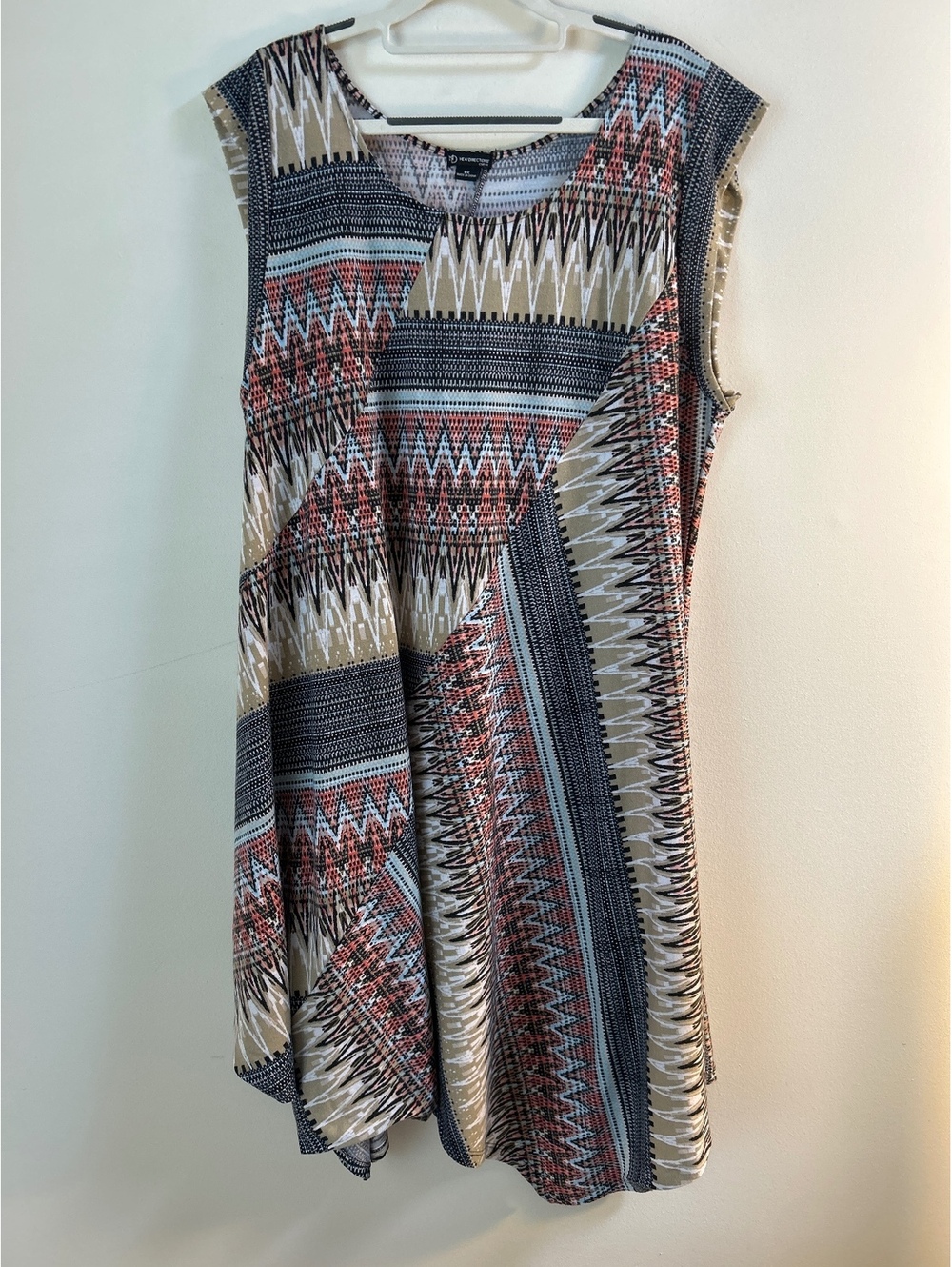 New Directions Curvy 3X Sleeveless Geometric Pattern Dress